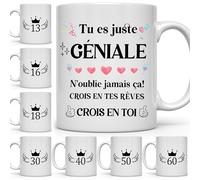 COEROW Tasse à café en céramique blanche, Tu es juste géniale, 350 ml (80)