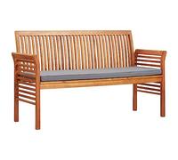 Coespram Banc de jardin 3 places 150 cm en bois d'acacia massif traité à l'huile, gris foncé, coussin rembourré, résistant aux intempéries, peu encombrant, pour terrasse, balcon, salon