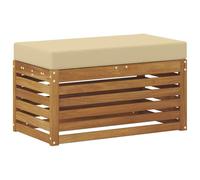 Coespram Banc d'extérieur en bois massif d'acacia avec coussin d'assise | Élément modulaire flexible en bois d'acacia pour balcon et terrasse : comprend un coussin de 8 cm d'épaisseur pour plus de