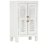 Coespram Buffet blanc 55 x 30 x 90 cm en bois d'acacia massif | Commode compacte en bois d'acacia massif blanc avec portes pour salon, couloir et chambre à coucher.