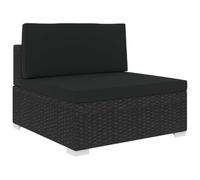 Coespram Canapé central modulaire avec coussin en rotin synthétique noir 70 | Meuble de salon flexible avec coussins de 6 cm d'épaisseur pour terrasse, balcon et jardin, modulablement extensible en noir.