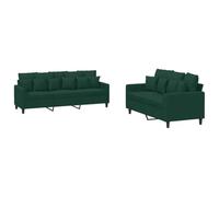 Coespram Ensemble de canapé 2 pièces avec coussin en velours vert foncé | Ensemble de canapé élégant pour le salon avec rembourrage en mousse, comprend dix-huit coussins pour un grand confort.