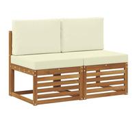 Coespram Lot de 2 canapés centraux d'extérieur en bois d'acacia massif | Complétez votre salon de jardin avec deux éléments centraux modulaires y compris des coussins doux pour votre balcon ou