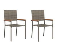 Coespram Lot de 2 chaises empilables de jardin Gris/marron 56 x 54 x 90 cm | Chaises de bistro peu encombrantes avec accoudoirs en bois pour terrasse, balcon et véranda, résistantes aux intempéries et