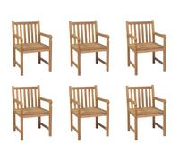 Coespram Lot de 6 chaises de jardin en bois massif teck avec accoudoirs | Les chaises de terrasse rustiques en bois traité offrent des sièges confortables pour des moments conviviaux en extérieur et