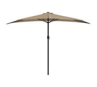 Coespram Parasol demi-rond pour balcon et terrasse - Avec manivelle et mât en aluminium - Peu encombrant - 300 x 155 cm - Sans support - Taupe