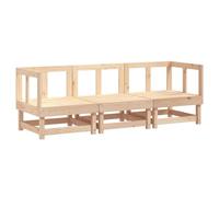 Coespram Salon de jardin 3 pièces en bois massif de pin 183 x 61 x 62 cm | Ensemble de canapé d'angle modulaire 3 pièces en pin non traité pour une flexibilité sur la terrasse et le balcon.