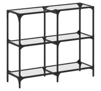 Coespram Table console en verre 98 x 30 x 81 cm Table de couloir moderne en | Table d'appoint élégante avec plateau en verre transparent et structure en acier robuste pour salon, couloir et chambre à