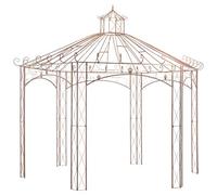 Coespram Tonnelle de jardin en fer forgé Marron vieilli 400 x 400 cm | Tonnelle élégante en métal avec design en arc. Crée une ombre agréable et un maintien d'escalade sur la terrasse et la