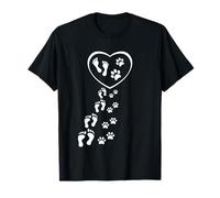 Coeur Amore Cani Gatti Zampe Impronta Accanto al Padrone T-Shirt