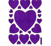 Coeur Amour Love Violet Autocollants 21 pièces 1 feuilles 135 mm x 100 mm Stickers bricolage enfants PARTY métallique