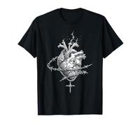 Coeur Anatomique Enchaîné Art Gothique Croix T-Shirt