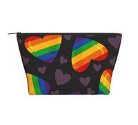Coeur Arc-en-Ciel Gay de fierté LGBT, Trousse de Toilette Trousse de Maquillage Sac à cosmétiques Trousse de Toilette de Voyage Portable