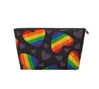Coeur Arc-en-Ciel Gay de fierté LGBT, Trousse de Toilette Trousse de Maquillage Sac à cosmétiques Trousse de Toilette de Voyage Portable