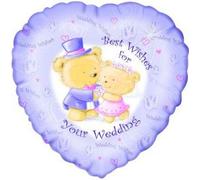 Coeur - Ballon transparent "Best Wishes For Your Wedding" - Film SG27848 (Taille unique) (Violet/Blanc)