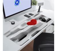 Coeur Blanc Rouge Tapis de Souris XXL 600x300x3 mm Grand Tapis de Souris Gaming, Base en Caoutchouc antidérapante,Extended Clavier Mousepad pour Maison/Bureau/Gamer