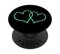 Coeur d'amour noir turquoise bleu vert cadeau Saint Valentin PopSockets Support et Grip pour Smartphones et Tablettes