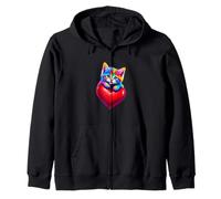 Coeur de chaton coloré Sweat à Capuche