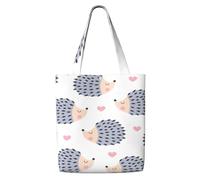 Coeur de hérisson kawaii,Sacs d'épicerie réutilisables, sacs fourre-tout de grande capacité, sac à bandoulière en toile