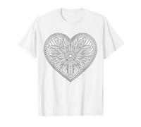 Coeur de Mandala à Peindre soi-même T-Shirt Graphique avec Valeur, Homme, Blanc, L