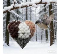 Coeur de nidification d'oiseau en fibre d'alpaga fait à la main, support de matériau for nids d'oiseaux, nichoir de for jardin extérieur, cadeau de nichoir confortable d'hiver for les amoureux(2PCS)