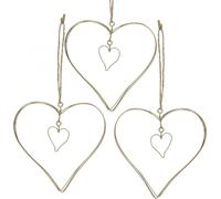 Coeur Déco Métal Suspendu Or 10,5cm Set de 6 Mariage Déco de Fenêtre