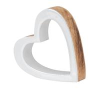 Coeur en bois 15 x 15 cm mangue blanc naturel brun, décoration de table, décoration rustique, amour, idée cadeau