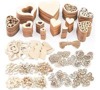 Coeur en Bois Decoration,510 Pièces Cœurs en Bois Décoration, Creux Embellissement pour Nature Decoration de Table Mariage Confettis DIY Scrapbooking