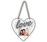 Coeur en bois Elvira argent 10x15 cm