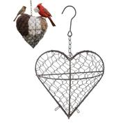 Coeur en fibre, support de refuge d'hiver rechargeable en forme de coeur, matériau naturel pour cocorite, canaris et chardonnerets - pour jardin, balcon, extérieur