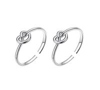 Coeur en Forme de Cœur 2 PCS Pêche Notation Bague Style Noué et Cadeau Personnalisé Américain Européen Anneaux O Anneaux Clavier Mécanique, taille unique, Cuivre, Pas de pierre précieuse