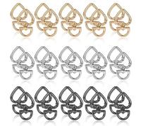 Coeur Forme Fermoir Pivotant Crochet, 30PCS Métal Mousqueton Porte-clés Clip pour Accrocher La Clé Artisanat Bricolage Sac a Main De Connexion Décoration Bricolage