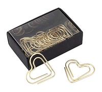 Coeur Forme Papier Clips Rouge et Doré, Walfront Trombone à Papier Décoratives Clips de Papier Agrafe à Papier de Universelle 12pcs / Boîte pour Bureau Fournisseur École Étudiant (Doré)