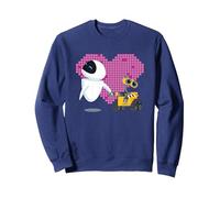 Coeur géométrique Disney Pixar Wall-E et Eve Sweatshirt, Unisexe pour Adultes, Bleu Marine, XL