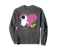 Coeur géométrique Disney Pixar Wall-E et Eve Sweatshirt, Unisexe pour Adultes, Chiné Foncé, L