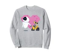 Coeur géométrique Disney Pixar Wall-E et Eve Sweatshirt, Unisexe pour Adultes, Gris Chiné, L