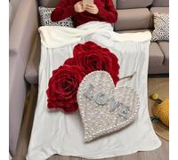 Coeur GéOméTrique Plaid Couverture 130 x 150 cm Rose Rouge Couverture Peluche Doux Molleton Légère Chaude Confortable pour la Chambre à Coucher Salons Filles Garçon Gifts