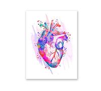 Coeur humain Anatomique Art Affiches et Gravures Anatomie Médicale Mur Art Peinture Aquarelle Médecine Photo Médecins Bureau Décor Sans Cadre-40x50cm