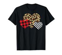 Coeur Léopard Carreau Rouge Plaid Mignon St Valentin Cadeau T-Shirt