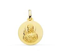 coeur Médaille de Jésus en or 9 carats, 14 mm lisse. Gravure incluse dans le prix - Personnalisable - GRAVURE INCLUSE DANS LE PRIX