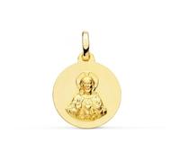 coeur Médaille de Jésus en or 9 carats, relief lisse de 14 mm. Gravure incluse dans le prix - Personnalisable - GRAVURE INCLUSE DANS LE PRIX