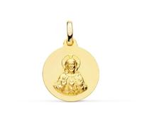 coeur Médaille de Jésus en or 9 carats, relief lisse de 16 mm. Gravure incluse dans le prix - Personnalisable - GRAVURE INCLUSE DANS LE PRIX