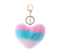 Coeur Pompons Porte-clés En Fausse Fourrure Boule Pom Pom Anneau Porte-clés Sac Pendentif Accessoires Voiture Keyring