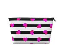 Coeur Rose sur Ligne Noire, Trousse de Toilette Trousse de Maquillage Sac à cosmétiques Trousse de Toilette de Voyage Portable