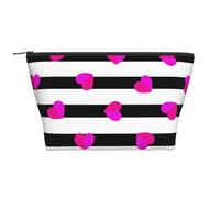 Coeur Rose sur Ligne Noire, Trousse de Toilette Trousse de Maquillage Sac à cosmétiques Trousse de Toilette de Voyage Portable