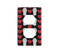 Coeur rouge PC plaque murale noir, plaque de couverture receptacle duplex pour Receptacle 4.53 x 2.76 pouces