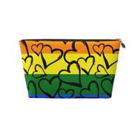 Coeurs colorés Arc-en-Ciel de la Gay Pride, Trousse de Maquillage Trousse à cosmétiques Trousse de Toilette de Voyage Portable Pochette de Toilette