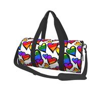Coeurs colorés Arc-en-Ciel imprimés, Sac de Voyage de Grande capacité, Sac à Main Rond, Sac de Voyage de Sport, fourre-Tout, Sac de Fitness