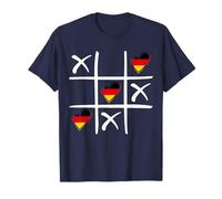 Coeurs colorés du drapeau allemand, Tic Tac Toe - T-Shirt Unisex Adulte, Bleu, S, Manche courte, Coupe régulière, Col Rond
