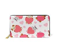 Coeurs De Carlin Ours Rose Portefeuille Zipper Long Bourse en Cuir Véritable avec Titulaire de la Carte de Crédit pour Téléphone Femmes Fille Hommes